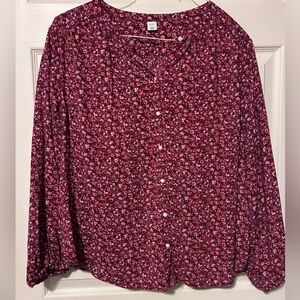 Old Navy Burgundy Floral Blouse